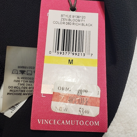 NWT Vince Camuto Women’s Bloom Rich Black Tank Size M - Picture 12 of 15